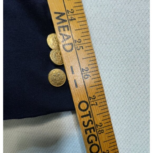 Bill Blass Mens Old Money Wool Blazer Suit Jacket Navy Blue Gold Button - Picture 9 of 13